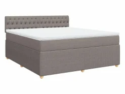 Clicnbuy Somier - 180X200Cm|Cama box spring con colchón tela gris taupe 180x200 cm