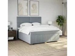 Clicnbuy Somier - 180X200Cm|Cama box spring con colchón tela claro 180x200 cm