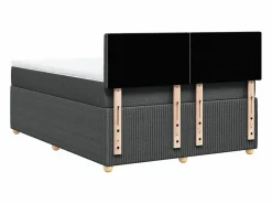 Cama box spring con colchón tela oscuro 140x190 cm^Clicnbuy Discount