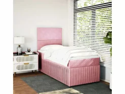 Clicnbuy Cama box spring con colchón terciopelo 80x200 cm Rosa Hot
