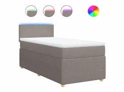 Clicnbuy Cama box spring con colchón tela gris taupe 90x190 cm Topo Online