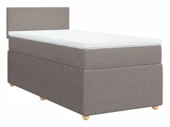 Clicnbuy Cama box spring con colchón tela gris taupe 90x190 cm Topo Online