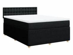 Clicnbuy Cama box spring con colchón tela 160x200 cm Negro Clearance