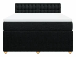 Clicnbuy Cama box spring con colchón tela 160x200 cm Negro Clearance