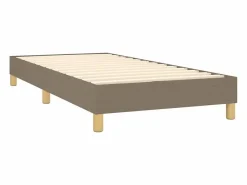 Clicnbuy Cama box spring con colchón LED tela gris taupe 90x190 cm Topo Discount