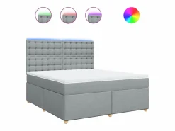Clicnbuy Somier - 180X200Cm|Cama box spring con colchón tela claro 180x200 cm