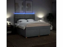 Clicnbuy Somier - 180X200Cm|Cama box spring con colchón tela claro 180x200 cm