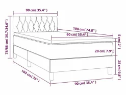 Cama box spring con colchón LED tela gris taupe 90x190 cm^Clicnbuy Sale