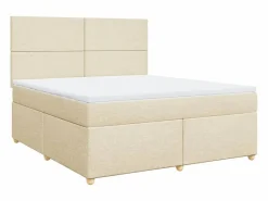Clicnbuy Cama box spring con colchón tela color 180x200 cm Crema Best