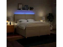Clicnbuy Cama box spring con colchón tela color 180x200 cm Crema Best