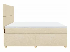 Clicnbuy Cama box spring con colchón tela color 180x200 cm Crema Best