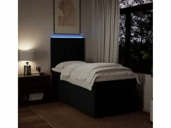 Clicnbuy Cama box spring con colchón tela 90x190 cm Negro Outlet