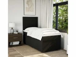 Clicnbuy Cama box spring con colchón tela 90x190 cm Negro Outlet