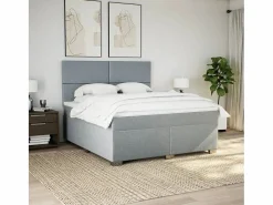 Clicnbuy Somier - 180X200Cm|Cama box spring con colchón tela claro 180x200 cm