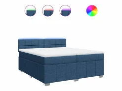 Clicnbuy Cama box spring con colchón tela 200x200 cm Azul Hot