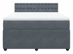 Cama box spring con colchón terciopelo oscuro 140x190 cm^Clicnbuy Sale