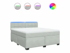 Cama box spring con colchón terciopelo claro 180x200 cm^Clicnbuy Best