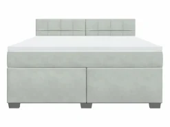 Cama box spring con colchón terciopelo claro 180x200 cm^Clicnbuy Best
