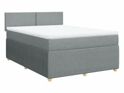 Cama box spring con colchón tela claro 160x200 cm^Clicnbuy New
