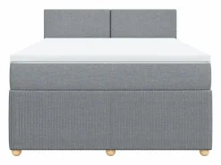 Cama box spring con colchón tela claro 160x200 cm^Clicnbuy New