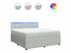 Cama box spring con colchón terciopelo claro 180x200 cm^Clicnbuy Hot