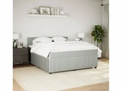 Cama box spring con colchón terciopelo claro 180x200 cm^Clicnbuy Hot