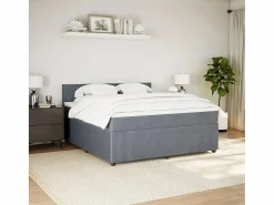 Clicnbuy Cama box spring con colchón terciopelo oscuro 180x200 cm Gris Outlet