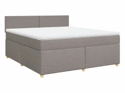 Clicnbuy Somier - 180X200Cm|Cama box spring con colchón tela gris taupe 180x200 cm