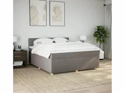 Clicnbuy Somier - 180X200Cm|Cama box spring con colchón tela gris taupe 180x200 cm