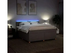Clicnbuy Somier - 180X200Cm|Cama box spring con colchón tela gris taupe 180x200 cm