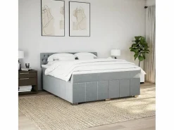Clicnbuy Base De Cama De Láminas|Somier - 180X200Cm|Cama box spring con colchón tela claro 180x200 cm