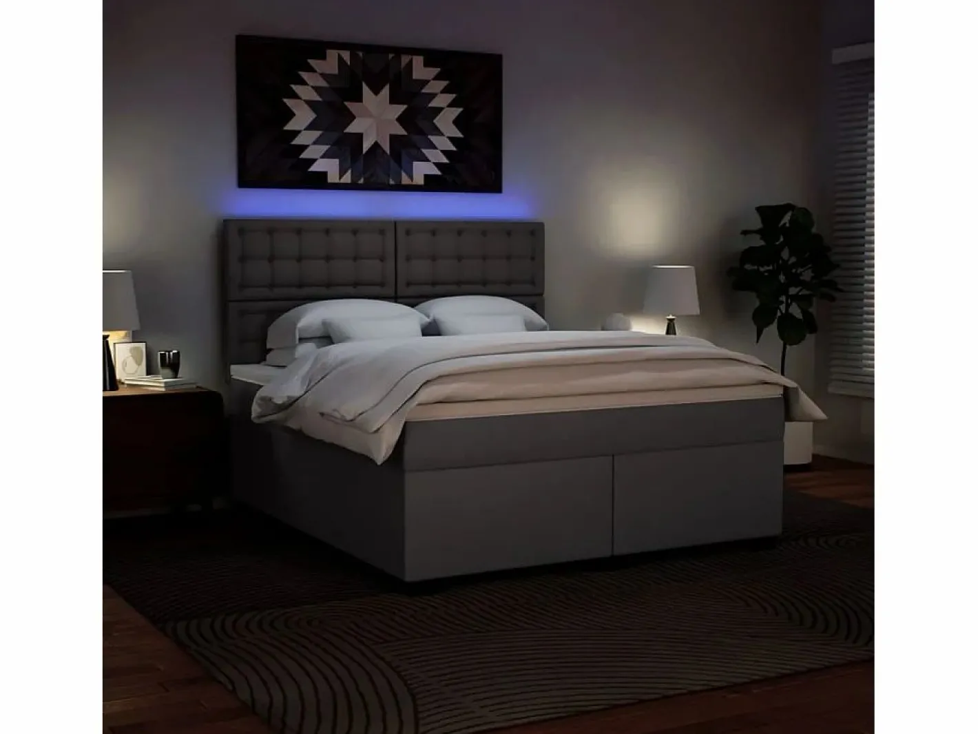 Clicnbuy Base De Cama De Láminas|Cama box spring con colchón cuero sintético 180x200 cm