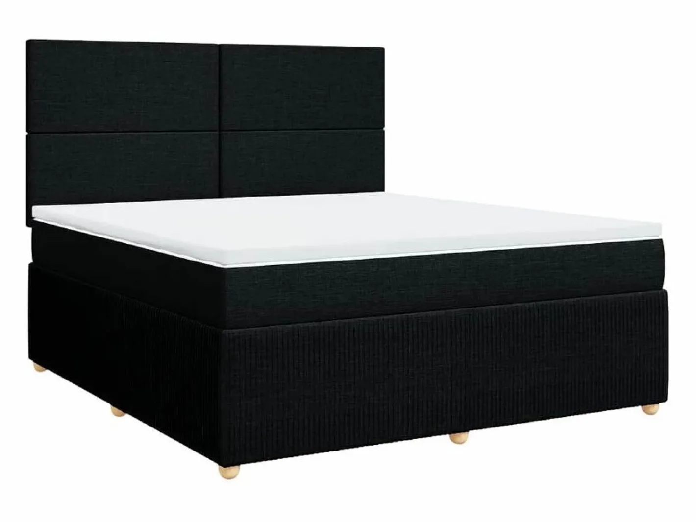 Clicnbuy Cama box spring con colchón tela 180x200 cm Negro New