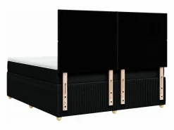 Clicnbuy Cama box spring con colchón tela 180x200 cm Negro New