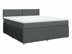 Cama box spring con colchón tela oscuro 180x200 cm^Clicnbuy Sale