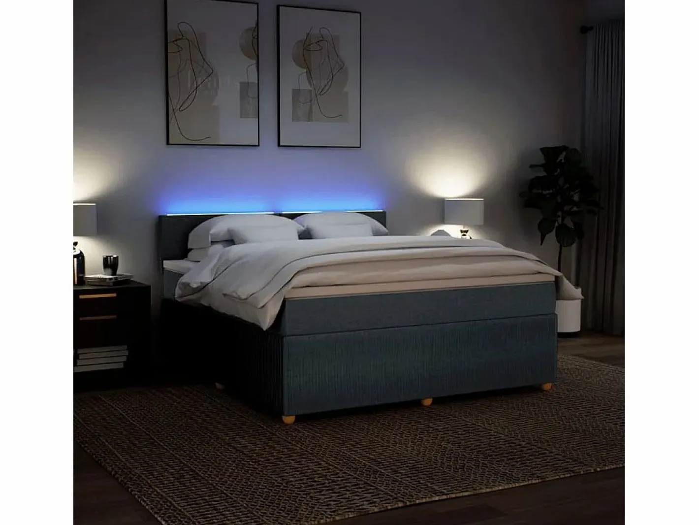 Cama box spring con colchón tela oscuro 180x200 cm^Clicnbuy Sale