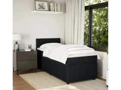 Clicnbuy Cama box spring con colchón cuero sintético 90x190 cm Negro Best