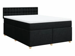 Clicnbuy Cama box spring con colchón tela 160x200 cm Negro Sale