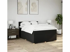 Clicnbuy Cama box spring con colchón tela 160x200 cm Negro Sale