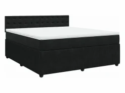 Clicnbuy Cama box spring con colchón terciopelo 180x200 cm Negro Best