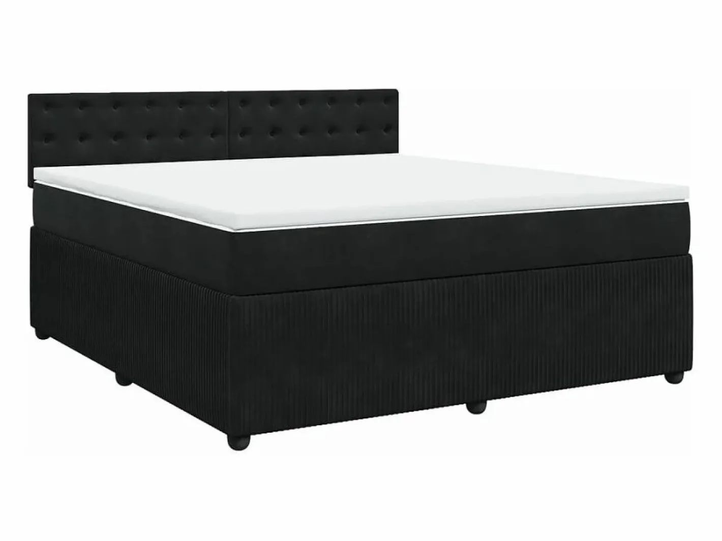 Clicnbuy Cama box spring con colchón terciopelo 180x200 cm Negro Best