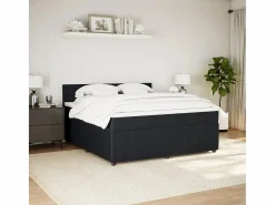 Clicnbuy Cama box spring con colchón terciopelo 180x200 cm Negro Best