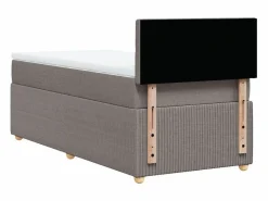 Clicnbuy Cama box spring con colchón tela gris taupe 90x190 cm Topo Hot