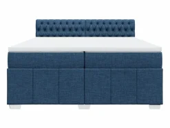 Clicnbuy Cama box spring con colchón tela 200x200 cm Azul New