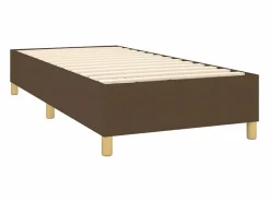 Clicnbuy Cama box spring con colchón y LED tela marrón oscuro 120x200 cm Marru00f3n New