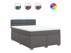 Clicnbuy Base De Cama De Láminas|Cama box spring con colchón cuero sintético gris 140x190 cm