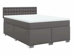 Clicnbuy Base De Cama De Láminas|Cama box spring con colchón cuero sintético gris 140x190 cm