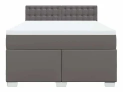 Clicnbuy Base De Cama De Láminas|Cama box spring con colchón cuero sintético gris 140x190 cm