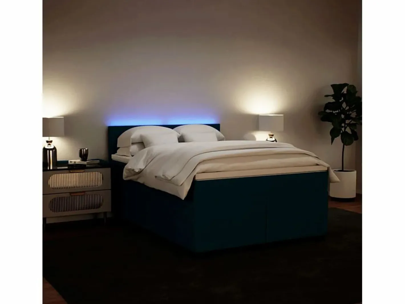 Cama box spring con colchón terciopelo 160x200 cm^Clicnbuy New