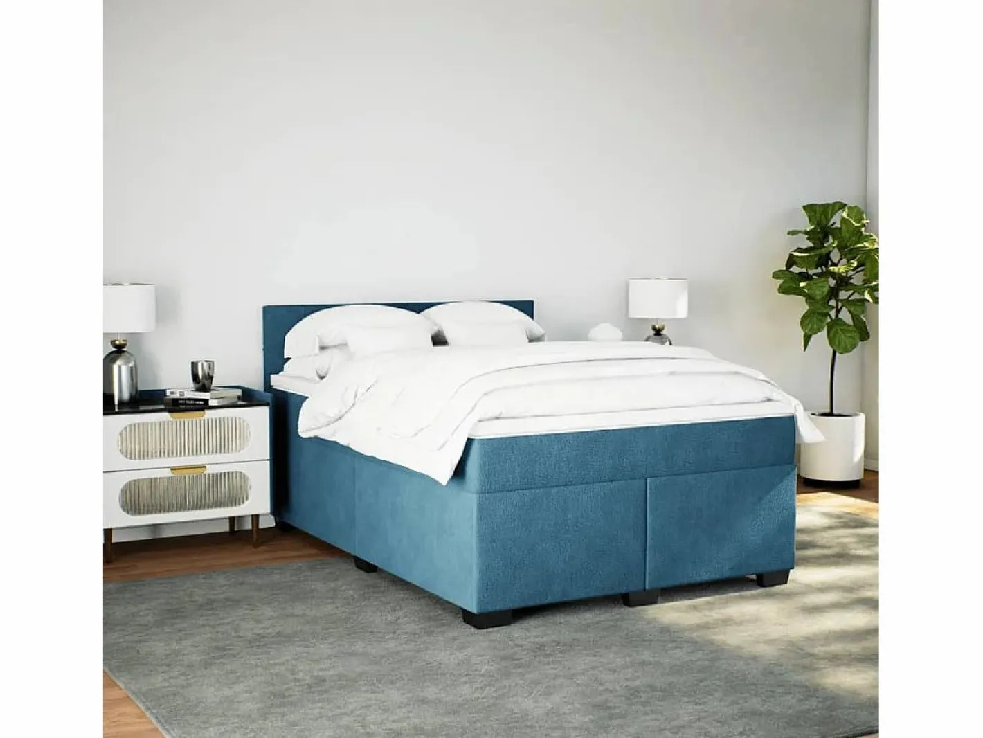 Cama box spring con colchón terciopelo 160x200 cm^Clicnbuy New